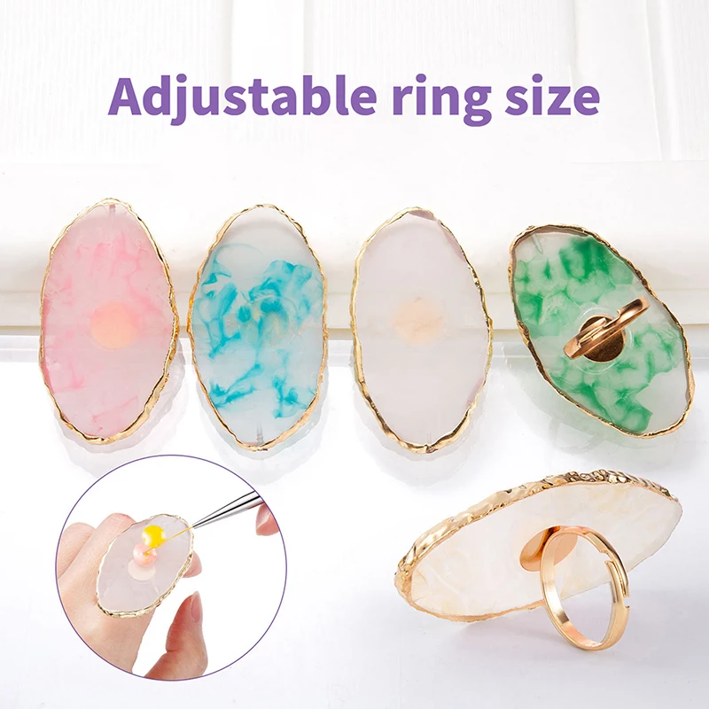 1pc Harz Stein Nail Art Palette Fingerring falsche Nägel Tipps Zeichnung Farbmischung Display DIY Maniküre Politur Gel Werkzeug