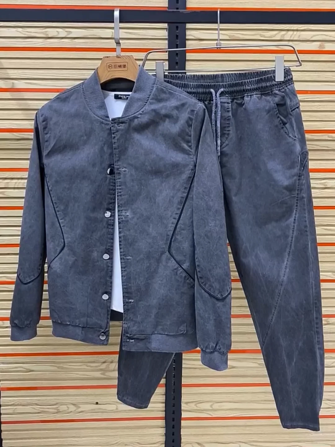 

Casual Stylish Men's Denim Set 2122 Trendy Versatile Two-Piece Outfit Autumn Long Sleeve Long Pants for Young Men