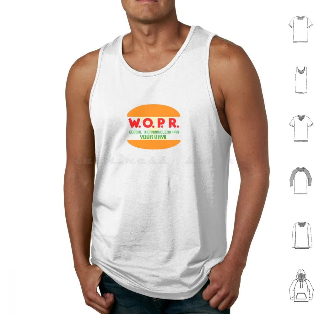 Wopr War Games Tank Tops Vest Sleeveless Wopr W O P R Wopper Whopper Burger King Burger War Games Global Thermonuclear