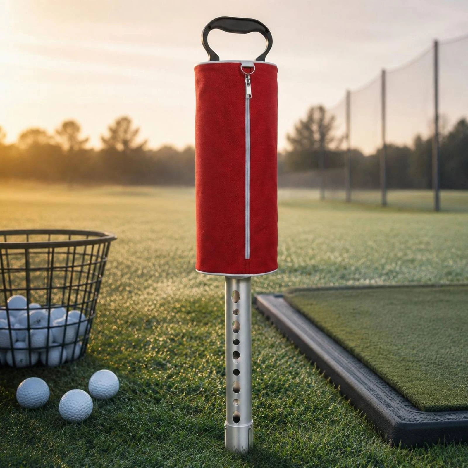 Handheld Golf Ball Retriever Carrying Handle Golf Ball Retriever Sports Gear Zippered Cylindrical - view 5