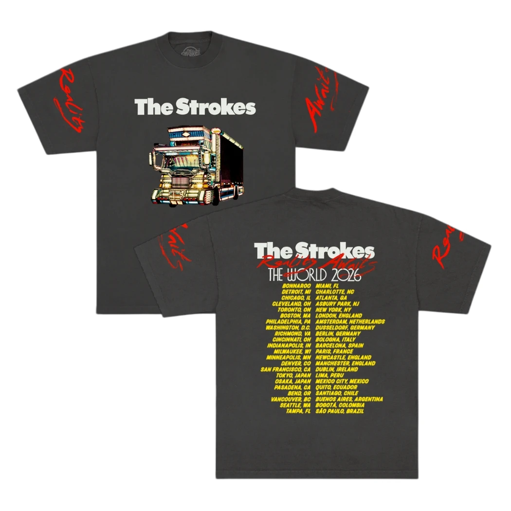 The Strokes Band Reality Awaits The World Tour 2026 T Shirt 100%Cotton Men's Women's Y2k Popular Vintage Fashion Casual T-shirt