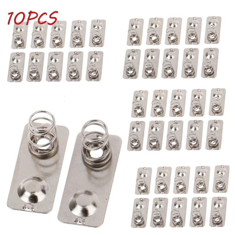 10pcs/ 21x9mm - + Replacement Metal Batteries Spring Contact Plate Silver Unidirectional Slot For AAA Battery Case