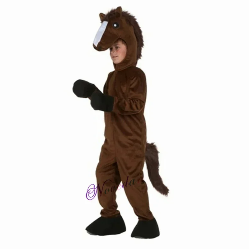 Cosbao Kids Brown Horse Mask Costume Outfit Girls Boys Party Role Play Dress Up Jumpsuit Child Halloween Animals Cosplay Costume