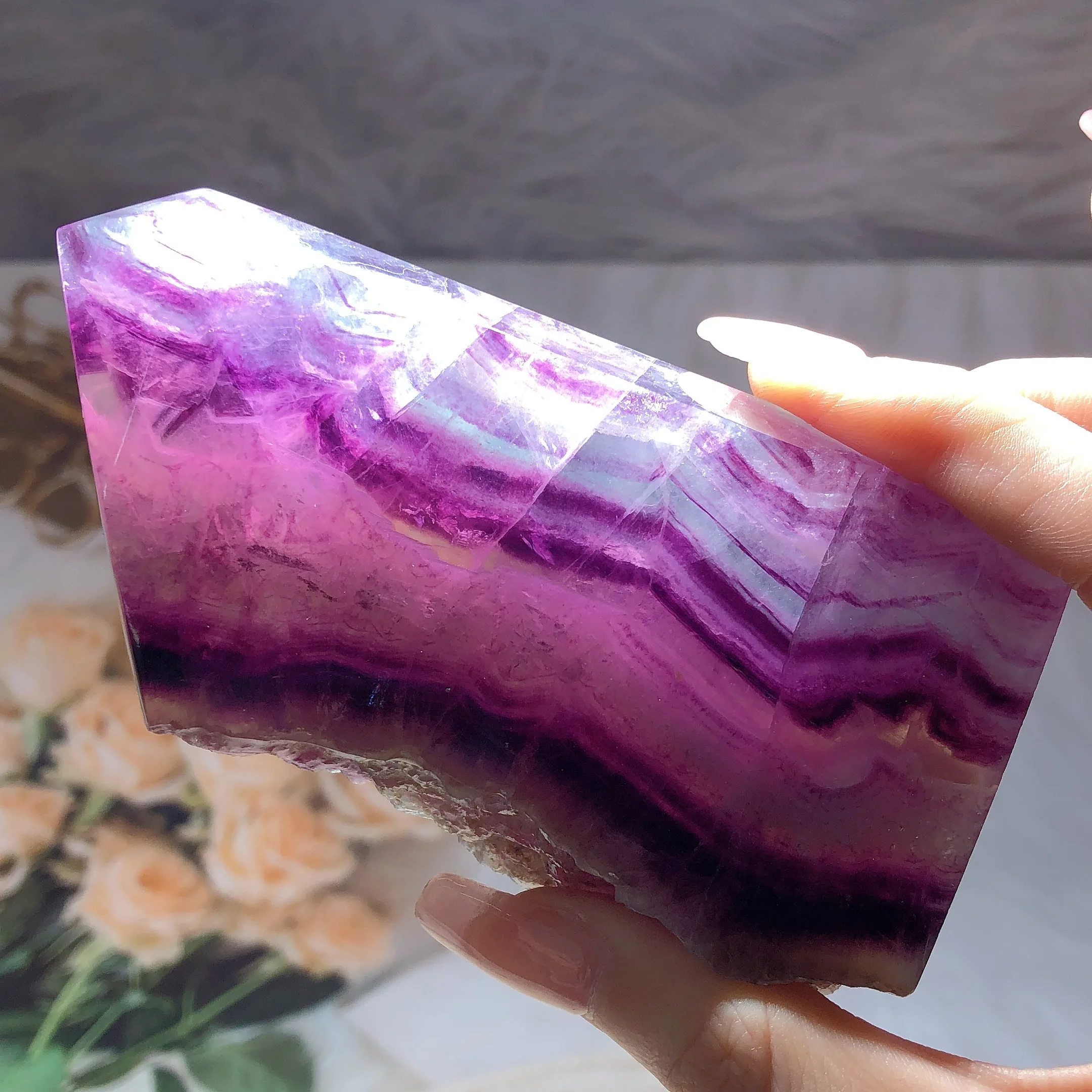 

High Quality Natural Crystal Silk Flourite Point Tower Raw Rainbow Energy Healing Gemstone Reiki Home Decorations Room Decor