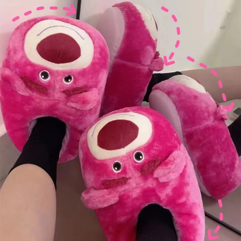 Novo kawaii dos desenhos animados sapatos de pelúcia olá kitty kuromi melodia lotso menina quente antiderrapante chinelos de algodão presente aniversário para namorada