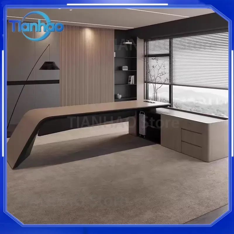 L Shape Office Desk for Executive Office Furniture Administrative Luxury Table for Home Wooden Boss Desk for CEO