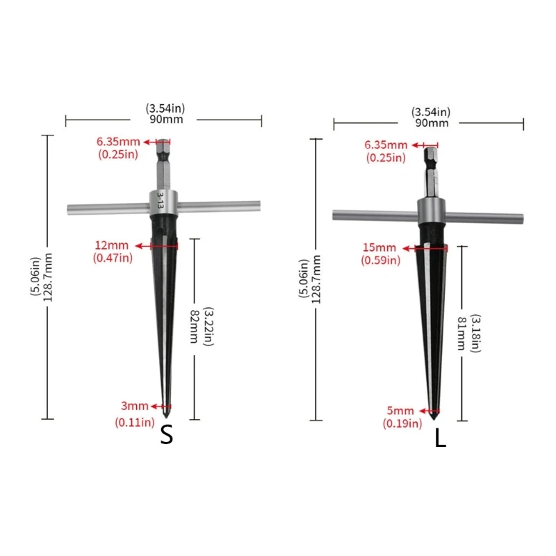 Mũi doa côn tay cầm hình chữ T Mũi doa côn có thể tháo rời với tay cầm hình lục giác 1/4 inch Dropship