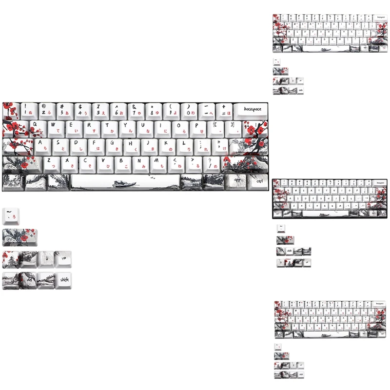 Imagem -02 - Allover Dye Subbed Plum Blossom Keycap 71 Perfil Fit para Gh60 Rk61 Alt61 Anne Pro2 Gk61 Gk64 Dz60 Novidade