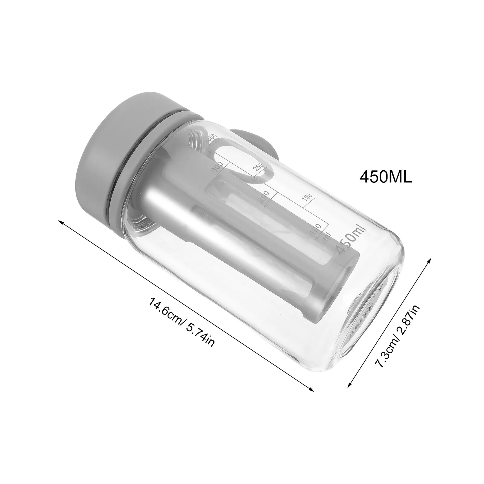 450Ml Transparent Cold Brew Coffee Cup with Built-in Filter Shatter-Resistant Plastic Portable Coffee Maker Bottle for Iced