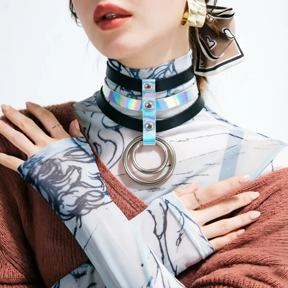 

1Pc Harajuku Y2K Neck Accessory, Faux Leather Choker for Women, Gothic Style Neck Band, Stylish Collarbone Decor for Edgy Look
