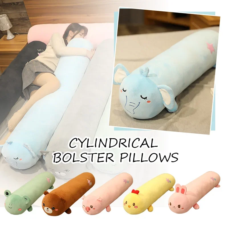 

Round Pillow Case Soft Fabric Long Pillow Cover Cute Cervical Roll Headrest New Column Long Throw Pillow Home Decor