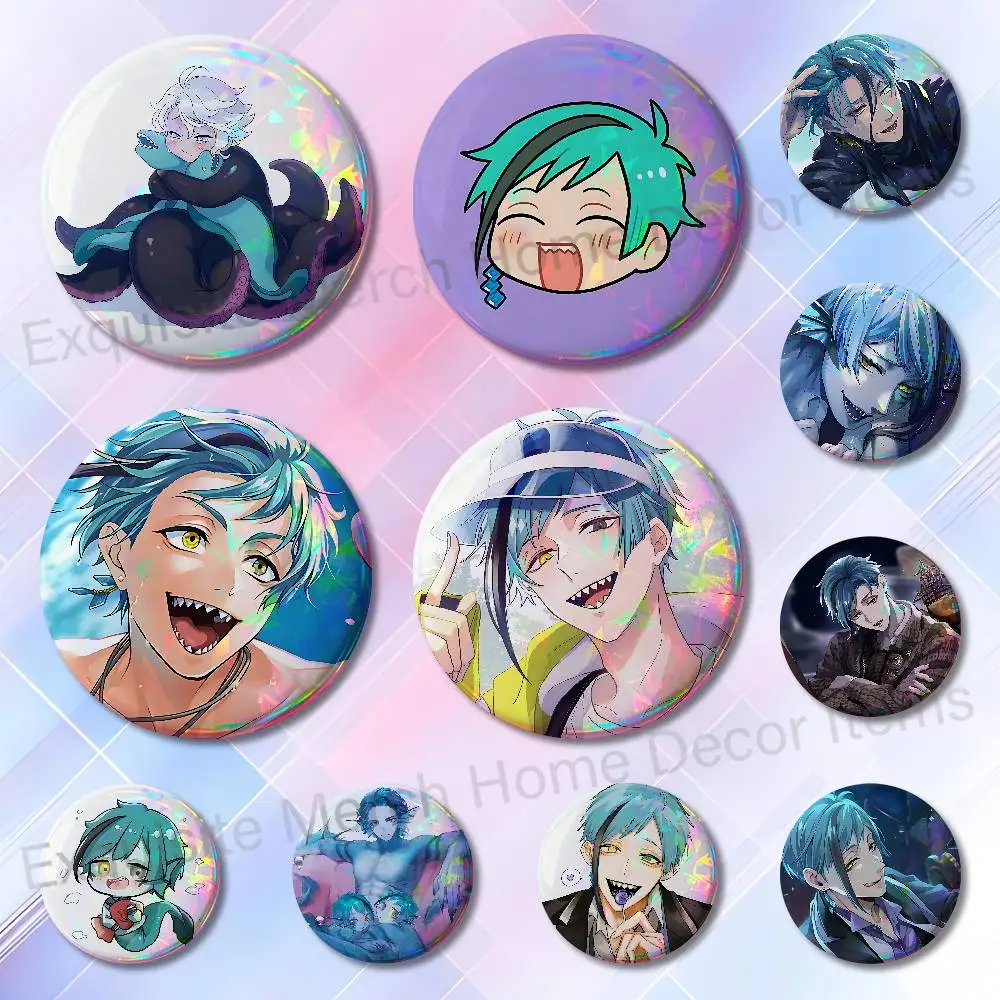 T-Twist Wonderland Floyd Jade Leech Enamel Pin Tinplate Round Brooch Cosplay Nijigen Otaku Culture Badges 58mm 44mm 32mm 25mm