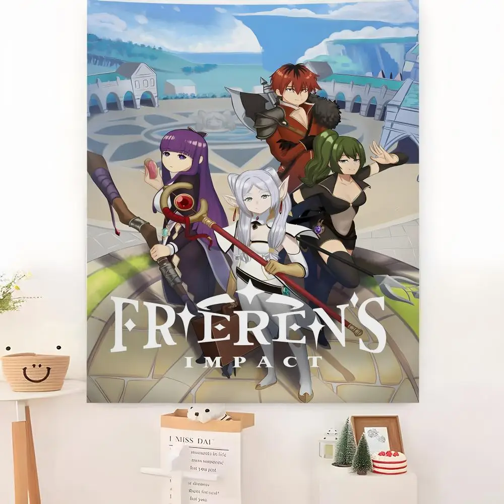 Anime F-FriERen Tapestry Microfiber Background Art Decor For Bedroom Bar Outdoor Festival Wall Deco