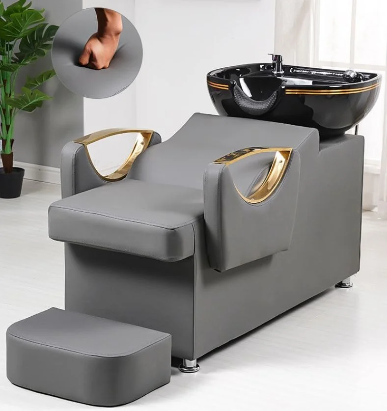 Tilting Ceramic Sink With Adjustable Seat Hot Bale Beauty Salon Shampoo Backwash Unit Sink Station Washing Hair Bed