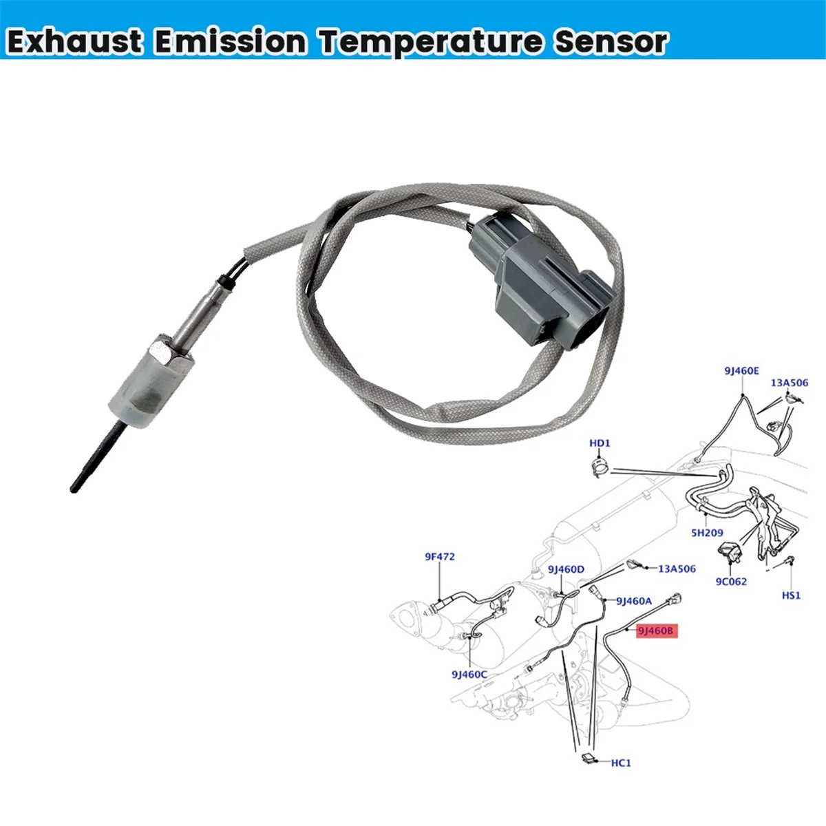 Gas Exhaust System Temperature Sensor LR035741 for Land Rover Sport Range Rover 2013 2014 Emission Sensor CPLA12B591AA