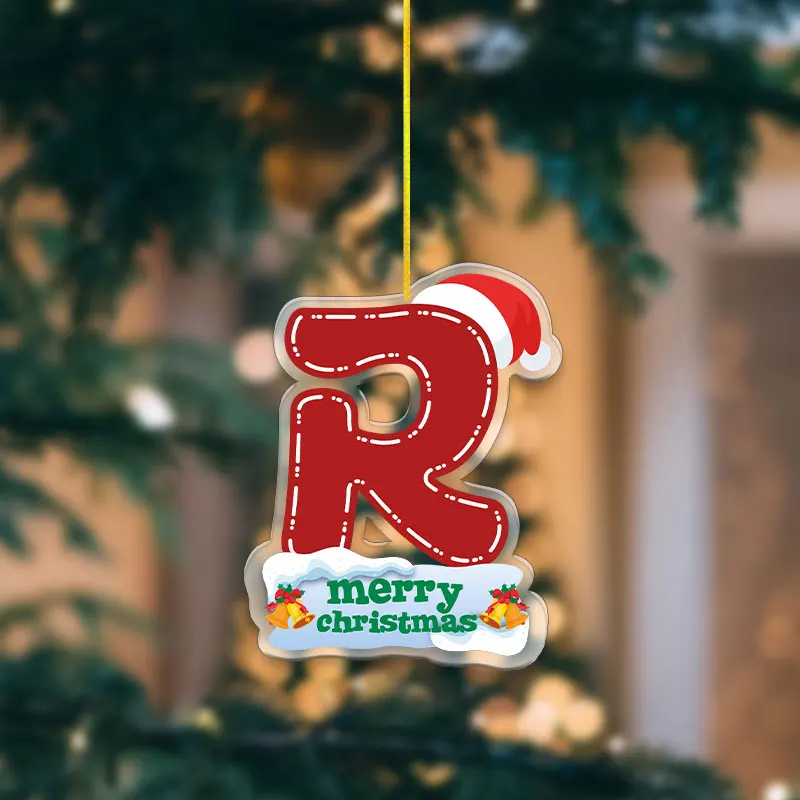 مزدوج الطبقات الاكريليك 8 سنتيمتر عقدة معلقة الديكور الكرتون الحروف الإنجليزية DIY بها بنفسك عيد الميلاد ديكور المنزل هدايا العيد