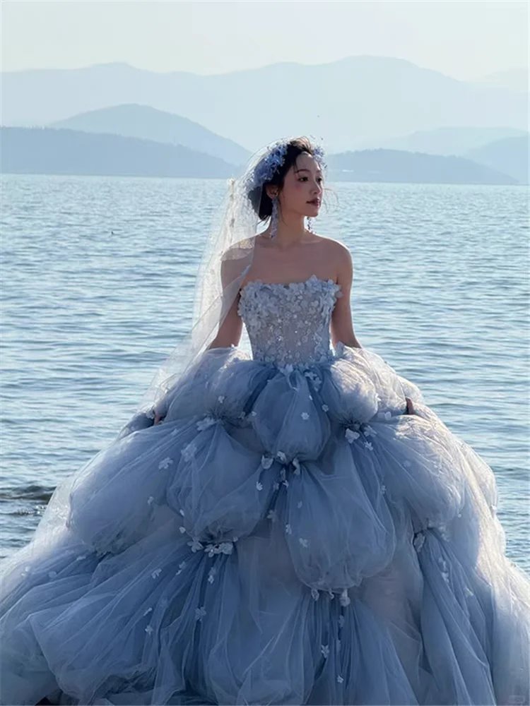 Pink strapless princess dress from "Flower God" 2025 new wedding dress photography and photography flower fairy dress