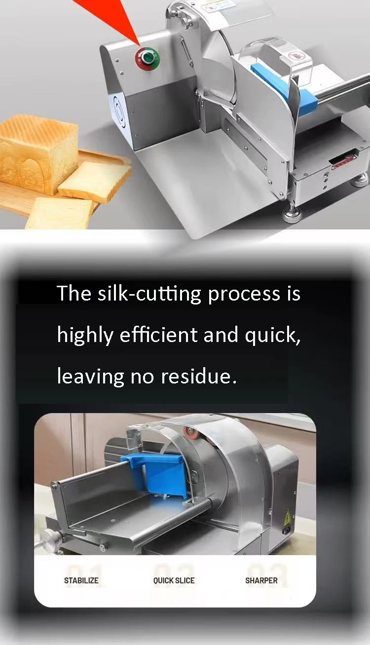 

Electric Stainless Steel Bread Cutter Multi-functional Commercial Loaf Burger Toast Slicer Automatic Bread Slicing Machine