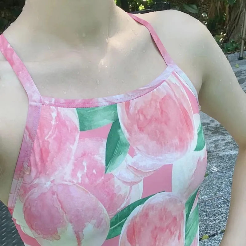 Traje de baño para mujer 2024 Bikini para mujer Traje de baño estampado Sin espalda Traje de baño sexy de una pieza de aguas termales M-XL