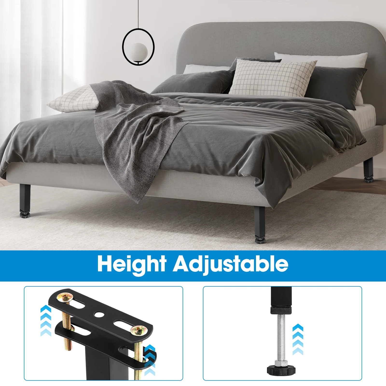 4 pezzi piedini per Base del letto a doghe per impieghi gravosi altezza 18 CM senza foratura piedini per Base del letto a doghe supporto per letto piedini regolabili per mobili