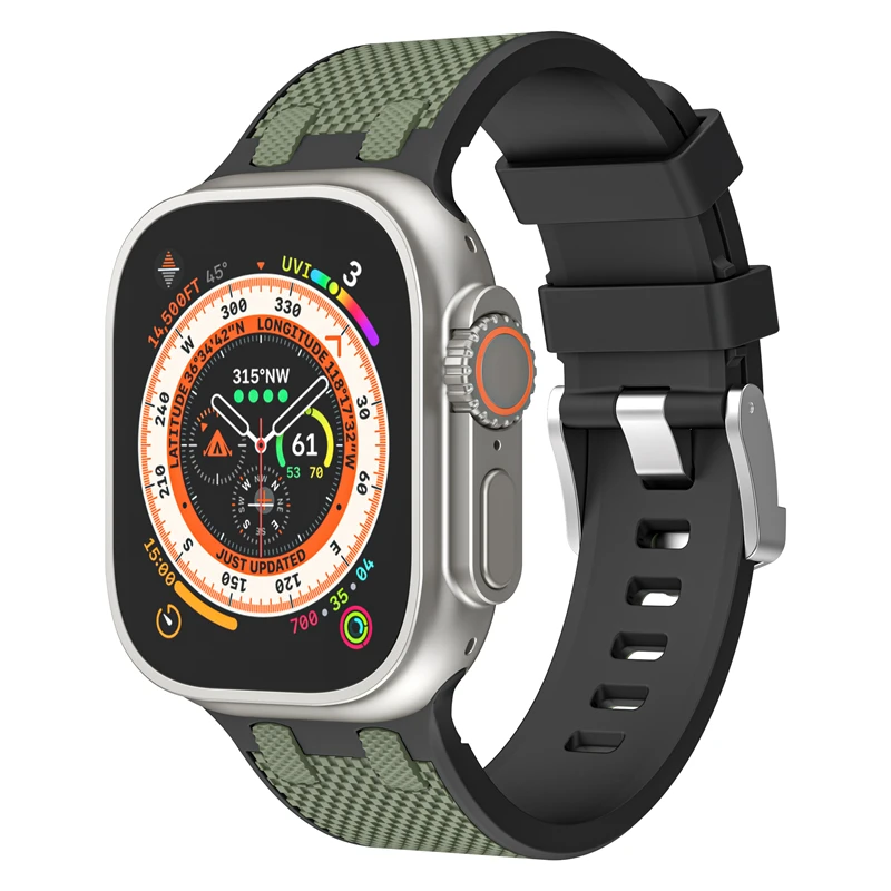 Suitable for Apple Watch Series 1~9 Generation/Se Apple Sports Style Farmhouse Oak Silicone Strap image 4