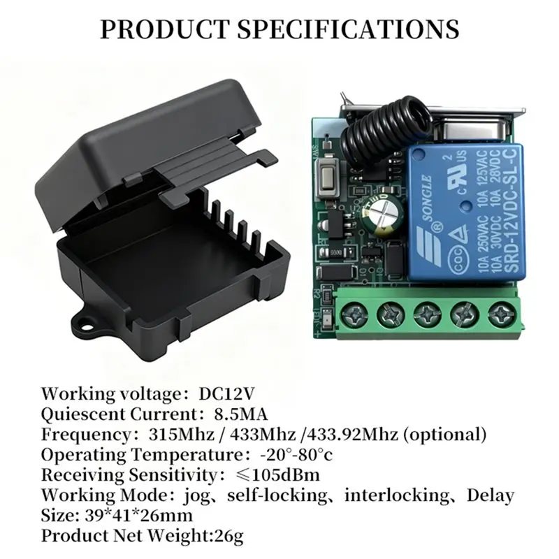 [A92P!】 DC12V Single Channel Wireless Remote Control Switch Relay Receiver With Remote Waterproof Remote Switch Kit