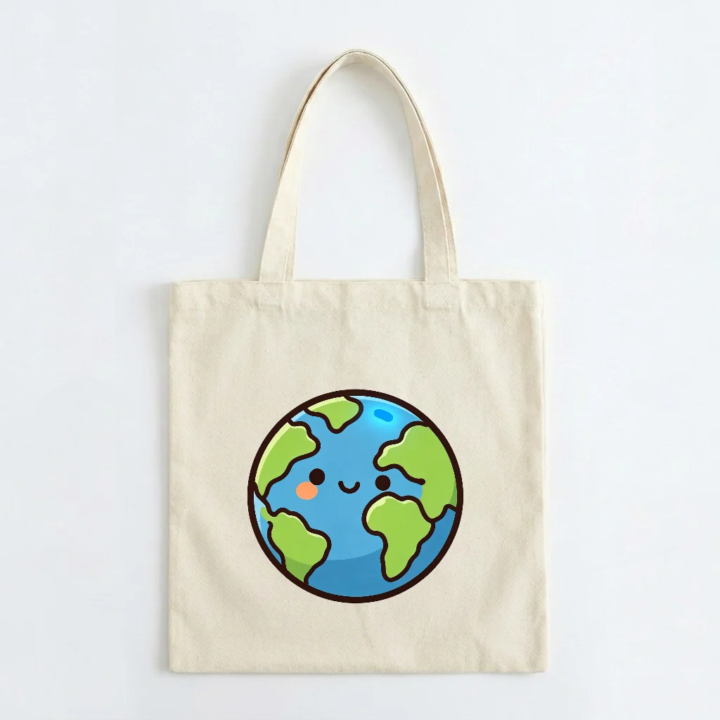 Cute Eight Planet Pattern Shoulder Bag Large Capacity Shopping Bag for Work Travel Travel Storage