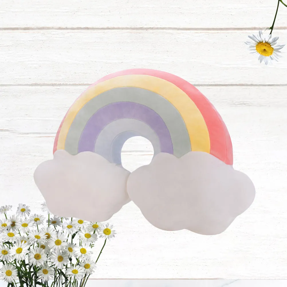 Rainbow Shaped Bolster Soft Stuffed Throw Pillow Red Color Comfortable Back Cushion Nap Hug Pillow Car Sofa Chair Cushion view 3