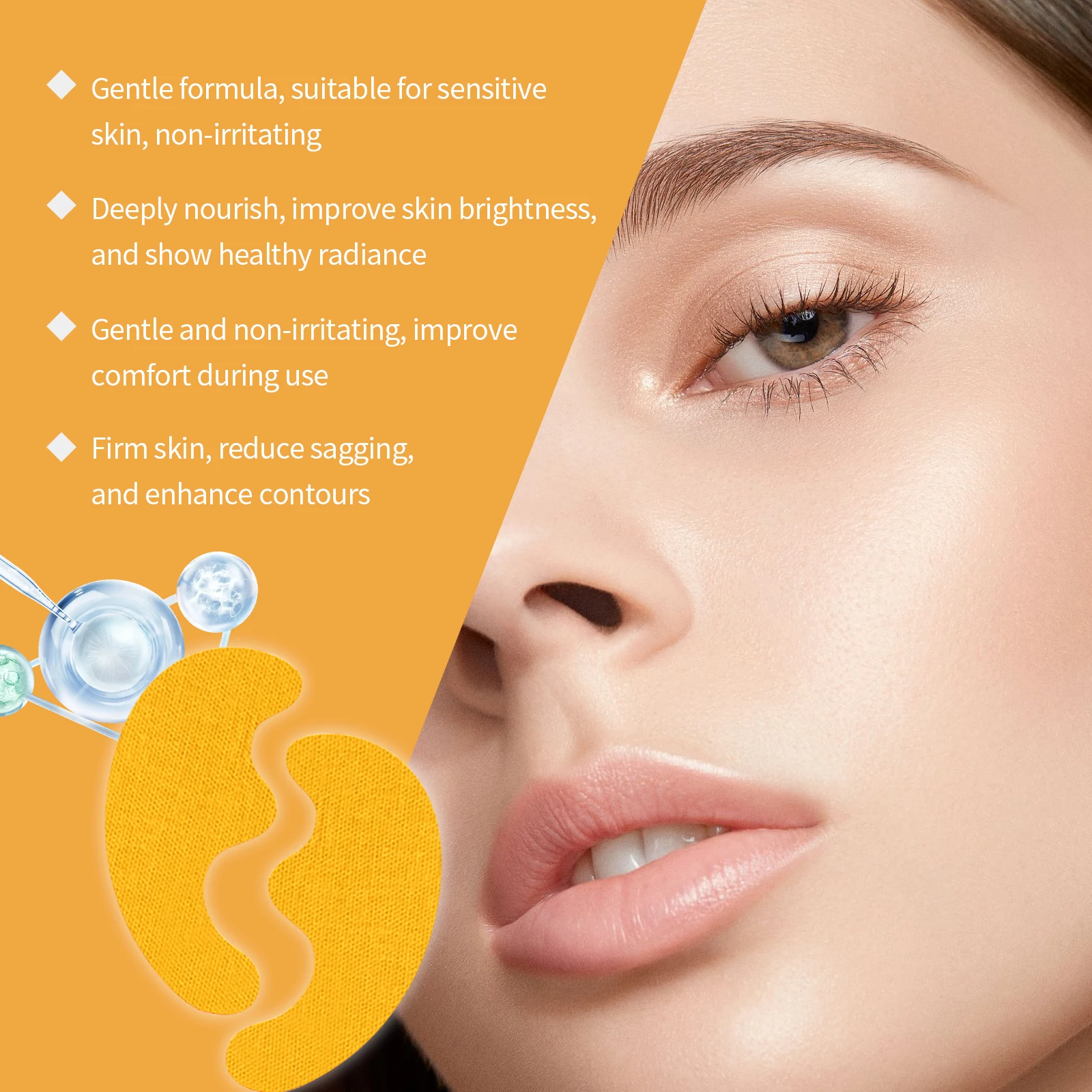 Parche para eliminar arrugas, pliegues nasolabiales hialurónicos, pegatina de Estiramiento facial, Gel reafirmante de líneas finas para la frente, mascarilla de colágeno antienvejecimiento