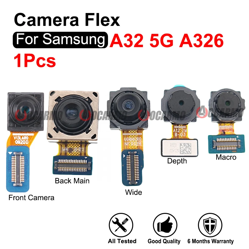 Piezas de Repuesto flexibles para Samsung Galaxy A32 5G A326, cámara frontal Dpeth Macro, módulo de cámara principal trasera ancha, 1 unidad