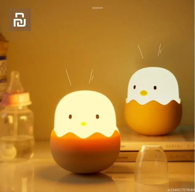 New Youpin Led Children Night Light for Kid Soft Silicone USB Rechargeable Bedroom Decor Gift Animal Chick Touch Night Lamp