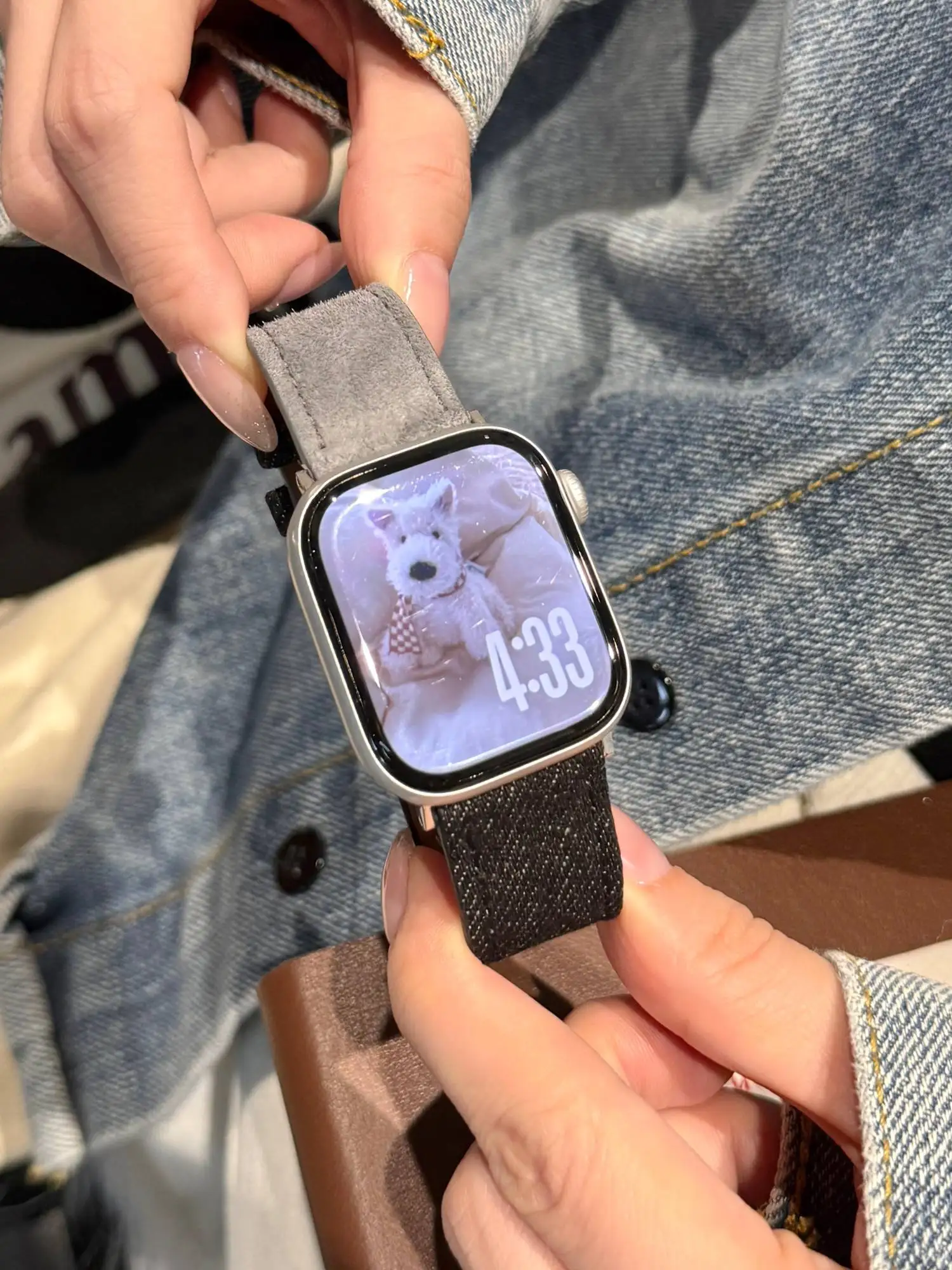 Advanced color blocking  Leather loop band For Apple Watch women 44mm 40 45 41 49 42 38 Series 11 10 9 8 SE 7 6 5 4 3 Strap
