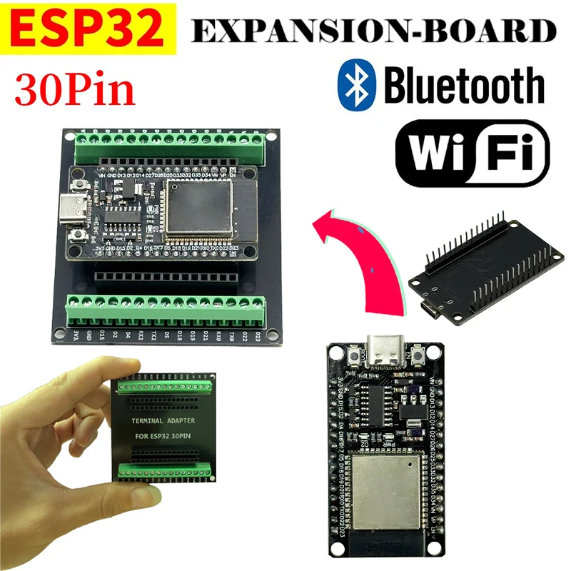 ESP32 Development Board CP2102 WIFI Bluetooth Module Dual Core Wireless Module ESP-32 ESP-CH340C-32 Expansion Board Type-C 30pin