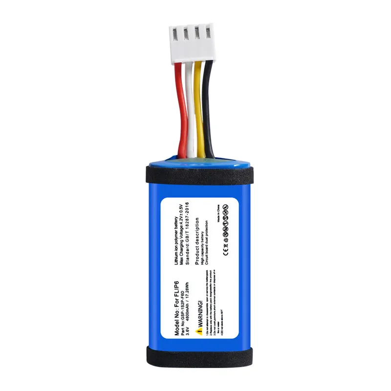 GSP-1S2P-F6D 3.6V 4800mAh 17.28Wh Replacement Li-Polymer Battery for JBL Flip 6 Portable Bluetooth Speaker Battery Accessories
