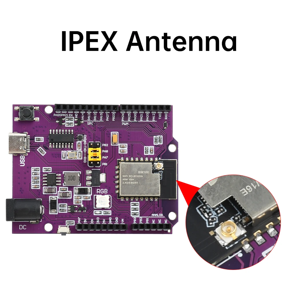 BW16 Development Board Dual-Band WiFi BT5.0 ARM Cortex-M4F/M0 MCU Multi-Interface High Reliability for IoT Embedded Systems