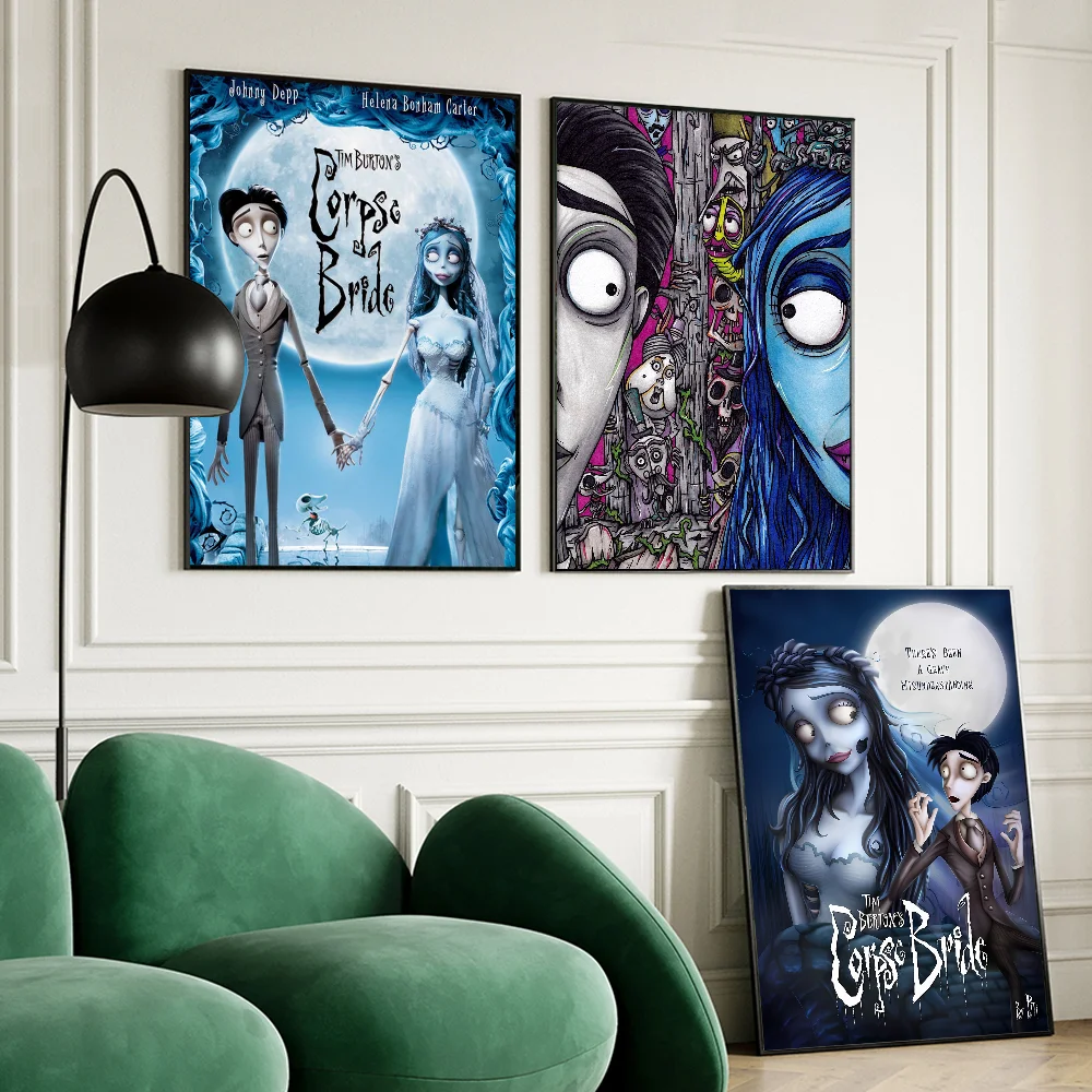 

C-Corpse Bride Cartoon Anime Posters Sticky Whitepaper Sticker DIY Room Bar Cafe Kawaii Room Decor