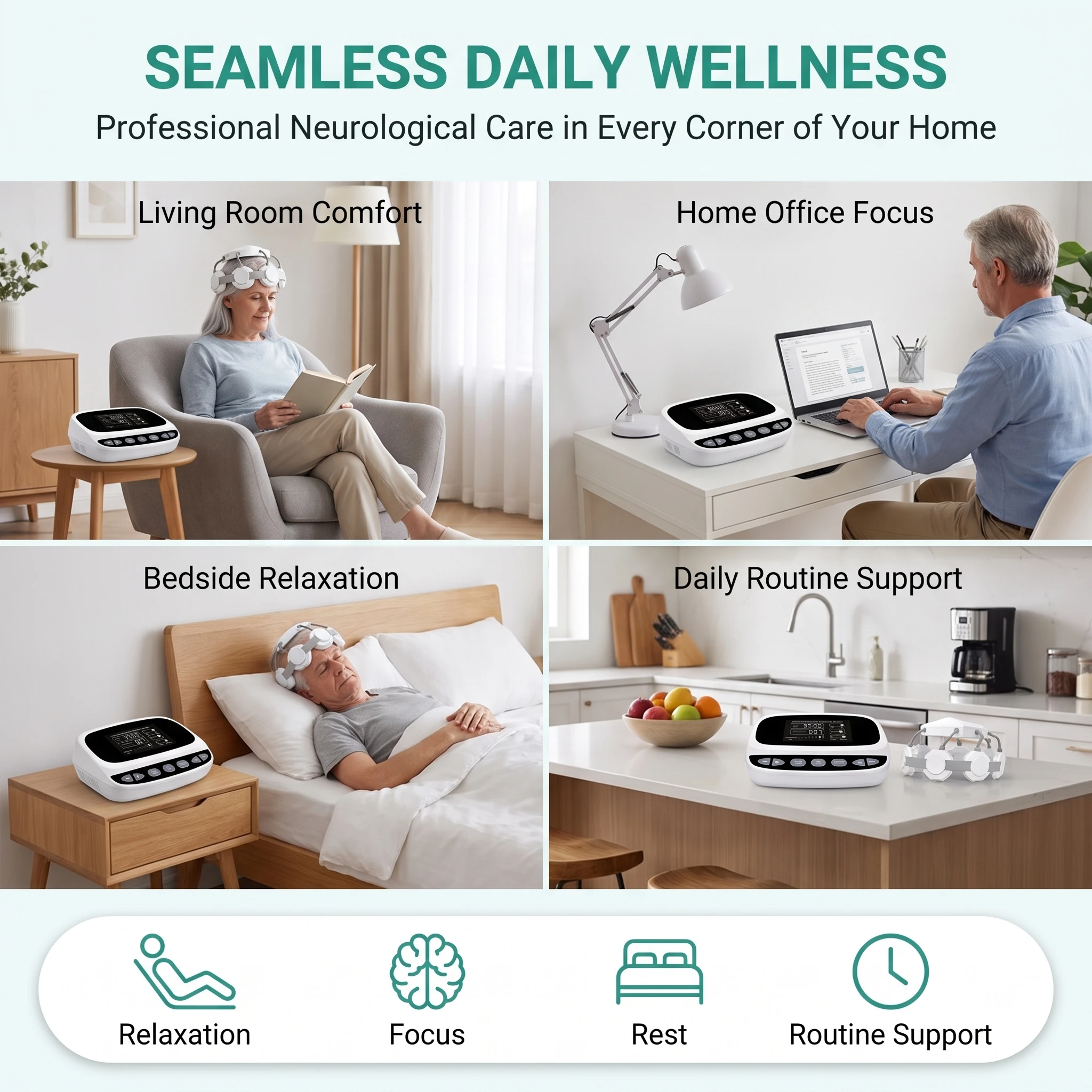 Home RTMS Machine Portable Magnetic Brain Stimulator for Depression Anxiety Insomnia Relief PTSD Sleep Disorder Treatment