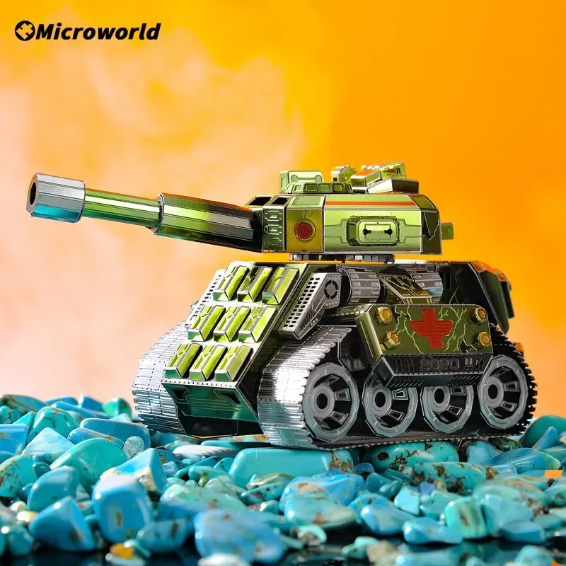 Microworld 3D โลหะปริศนาเกม Q รุ่นถังชุด DIY ตัดเลเซอร์ประกอบจิ๊กซอว์ของเล่นของขวัญคริสต์มาสสําหรับวัยรุ่น