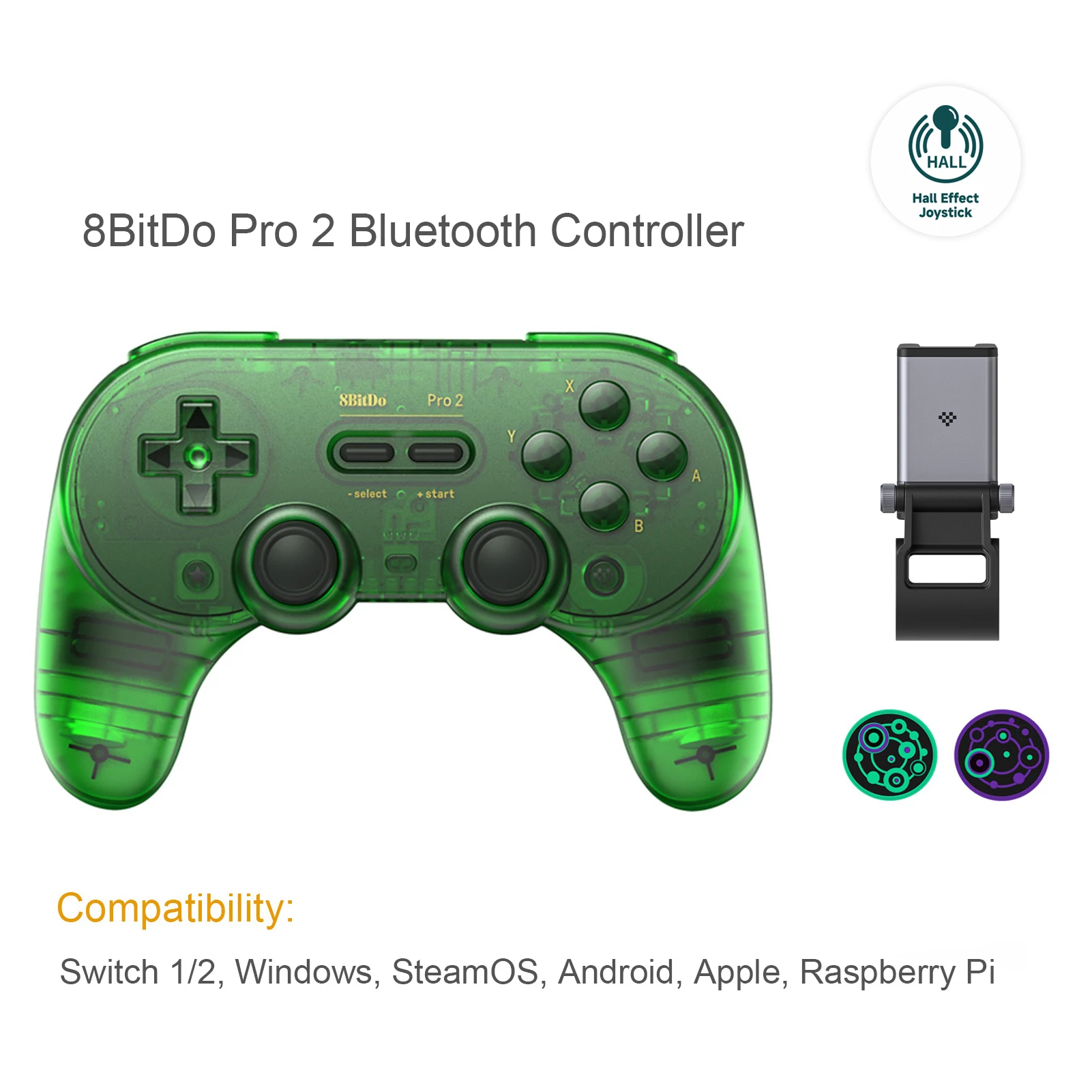 8BitDo Pro 2 Bluetooth-controller Hall Effect Joystick Gamepad voor Apple Nintendo Switch 2 PC MacOS Android Steam Deck