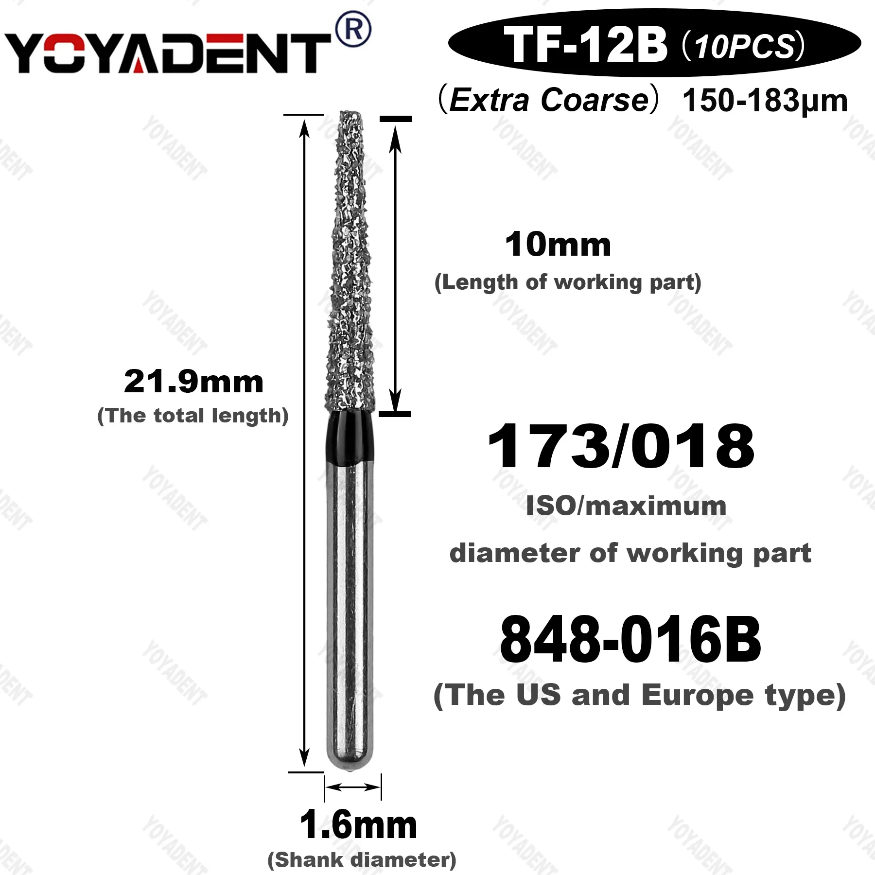 TF Type Extra Coarse Dental Bur Diamond Burs Dentistry Drills Dia.1.6mm For High Speed Turbines Dentist Grinding Tool 10pcs/Pack