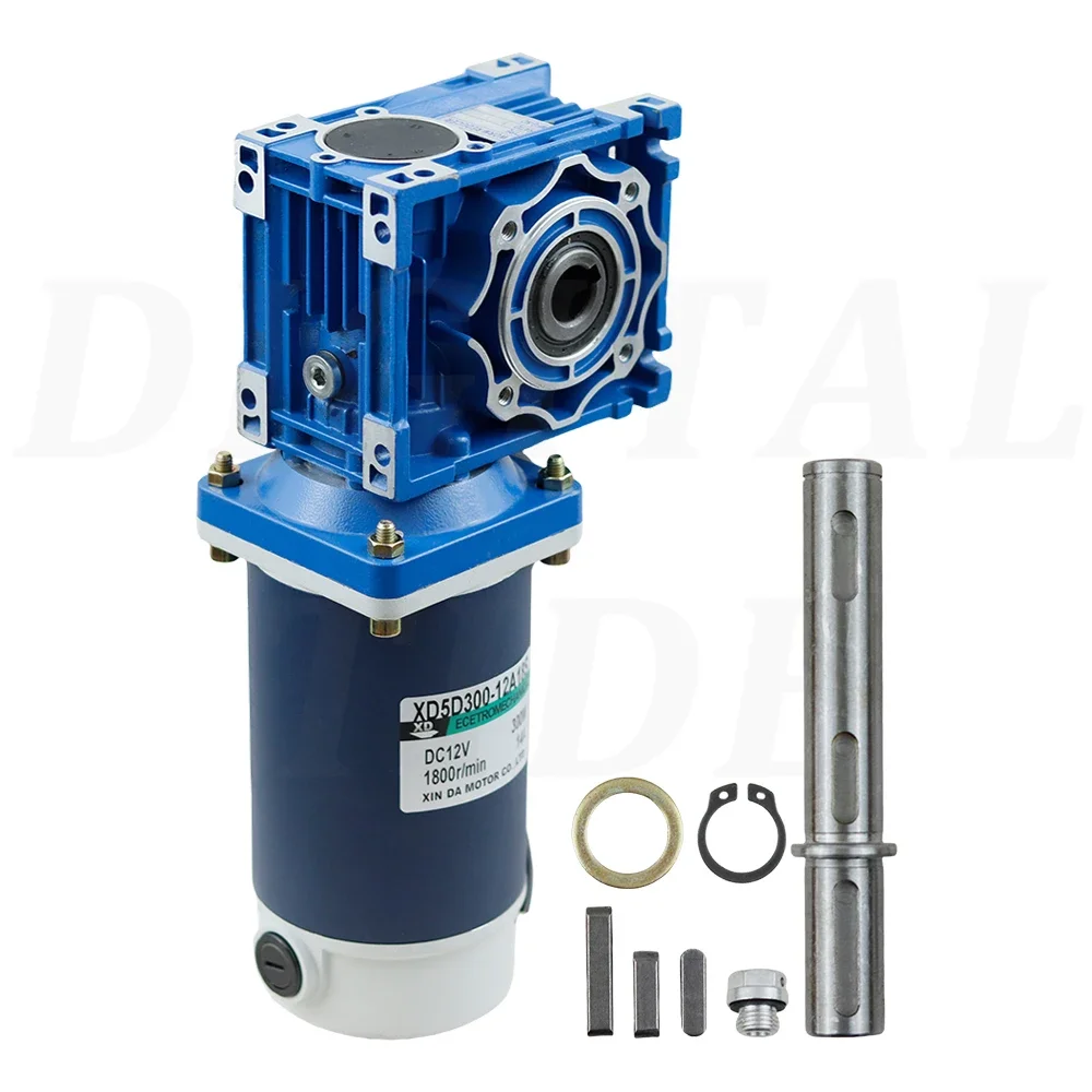 300w 12v 24v DC Worm Gear Reducer Motor RV30 DC Gearmotor RV30 Self-Gearing Single-lock Shaft Rotation CW CCW