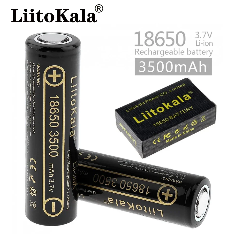 1-40pcs LiitoKala Lii-35A 18650 3500mAh 3.7V Li-Ion Rechargeable Battery 10A Lithium Battery High Drain For Flashinglight Vaping