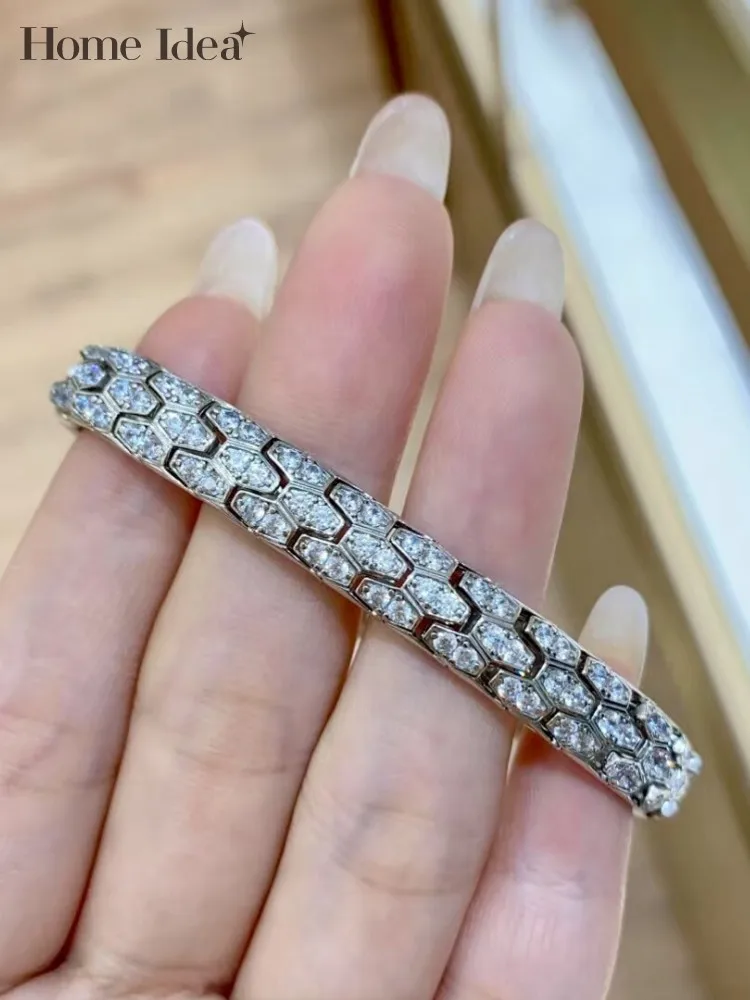 New Women Fashion Adjustable Bracelet Snake Pattern Chain Bracelet S925 Silver Party Fine Jewelry Accessory Gift Elegant Ladies