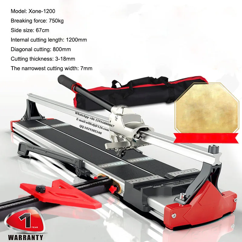 Rubi 1200 Manual Tile Cutter Brick Polished Tile Ceramic Cutting Tool Push-type High Precision Breaking Force 750kg