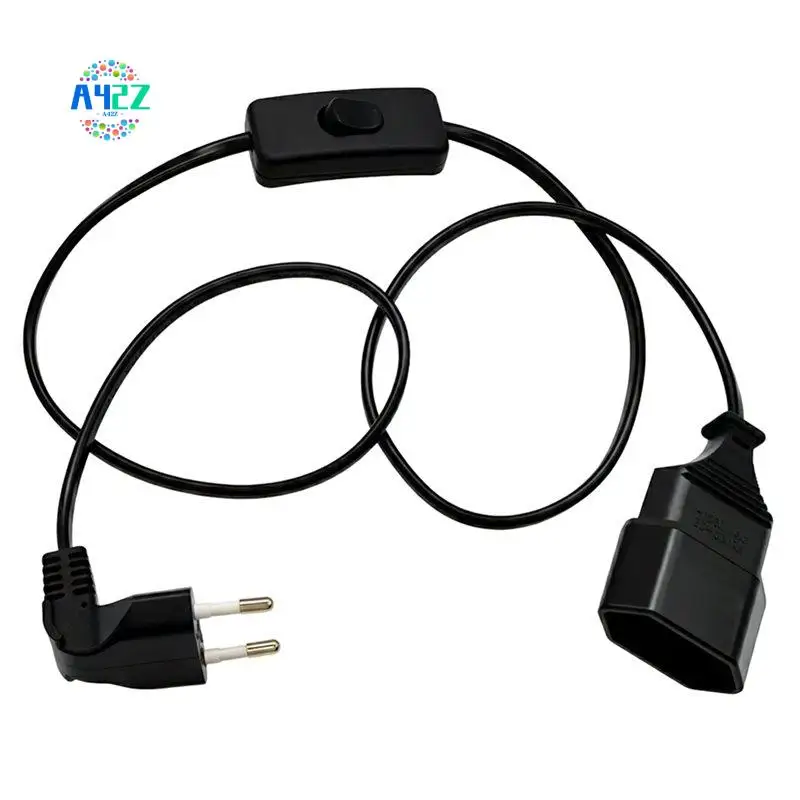 A42Z-1M Extension Cable With Euro Plug And Switch, 2.5A 250V, Flat Extension Cable, 90 Degrees For TV, PC, Monitor EU Plug
