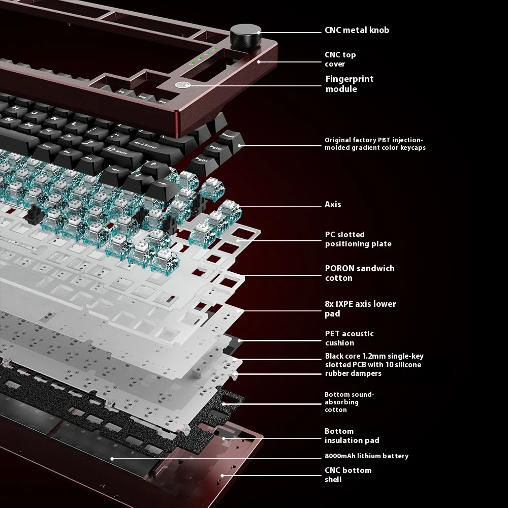 

EXZX FH75 Mechanical Keyboard Wired Aluminium Alloy RGB Tri-Mode Customized HUB Support Windows Hello Fingerprint Recognition