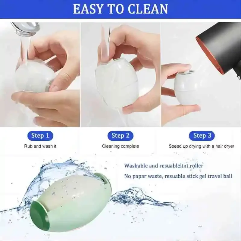 Reusable Lint Rollers  Washable Easy to carry Cleaning Roller Drum Pet Hair Cleaning  Mini Multi-Purpose Pet Cleaning roller