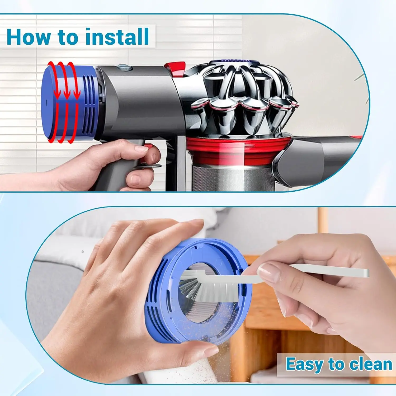 For Dyson V7 V8 SV10 SV11 Spare Parts Handhold Robot Vacuum Cleaner Front Rear Hepa Filter Home Accessories 967478-01