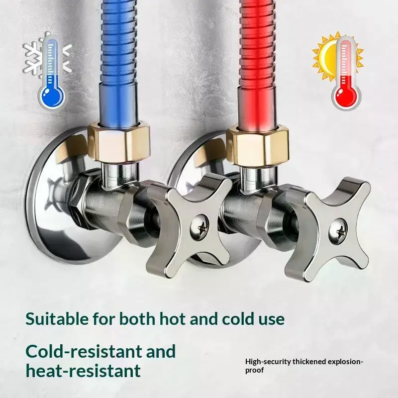 

1 Set Thickened Triangle Valve For Hot And Cold Water Stainless Steel Bathroom Quick Opening Triangle Valve Faucet Accessories