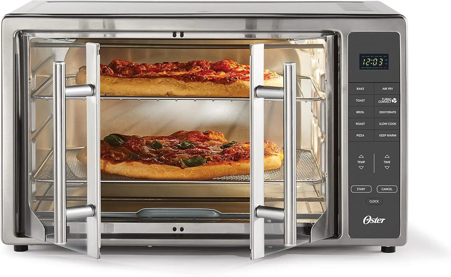 Air Fryer Oven, 10-in-1 Countertop Toaster, Large Enough for 2 Pizzas, Stainless Steel French Doors, XL Sized